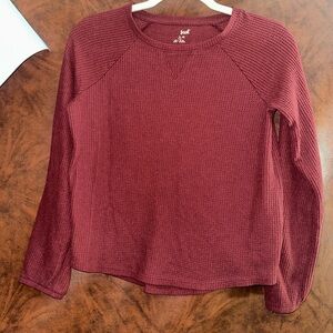 Cat & Jack Burgundy Long Sleeve Waffle Knit Top and pant set